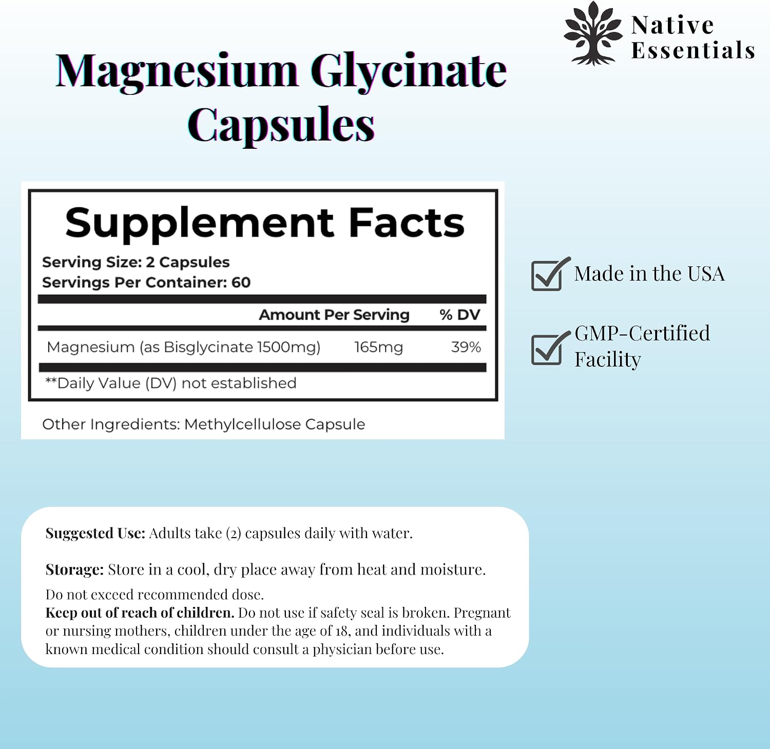 Magnesium Glycinate - High Absorption to Support Sleep, Heart Health, Nerves, Muscles & Bone Health - 100% Pure Non-Buffered | 120 Capsules