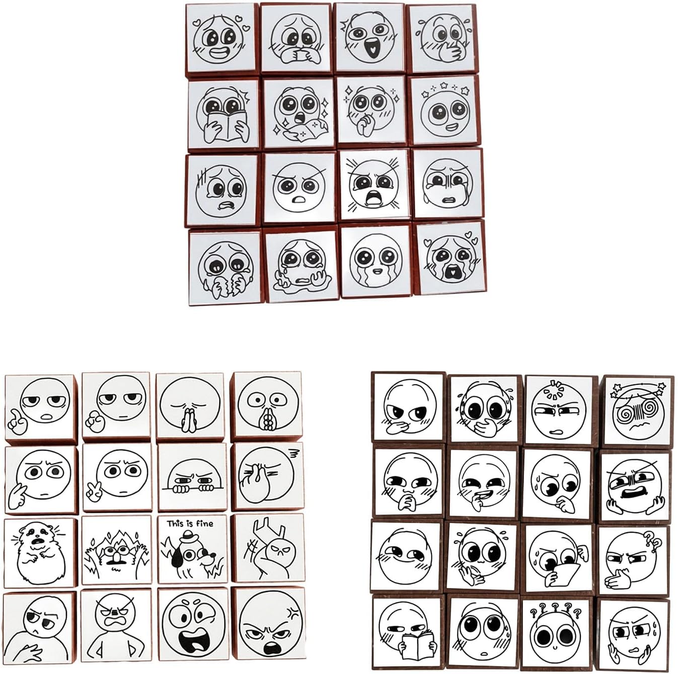Doodly Stamps Set of 16 – Handmade Bookish Rubber Stamps for Journaling, Scrapbooking, DIY Crafts, Cute Mini Stamps for Books, Cards & Creative Projects (A+B+C)