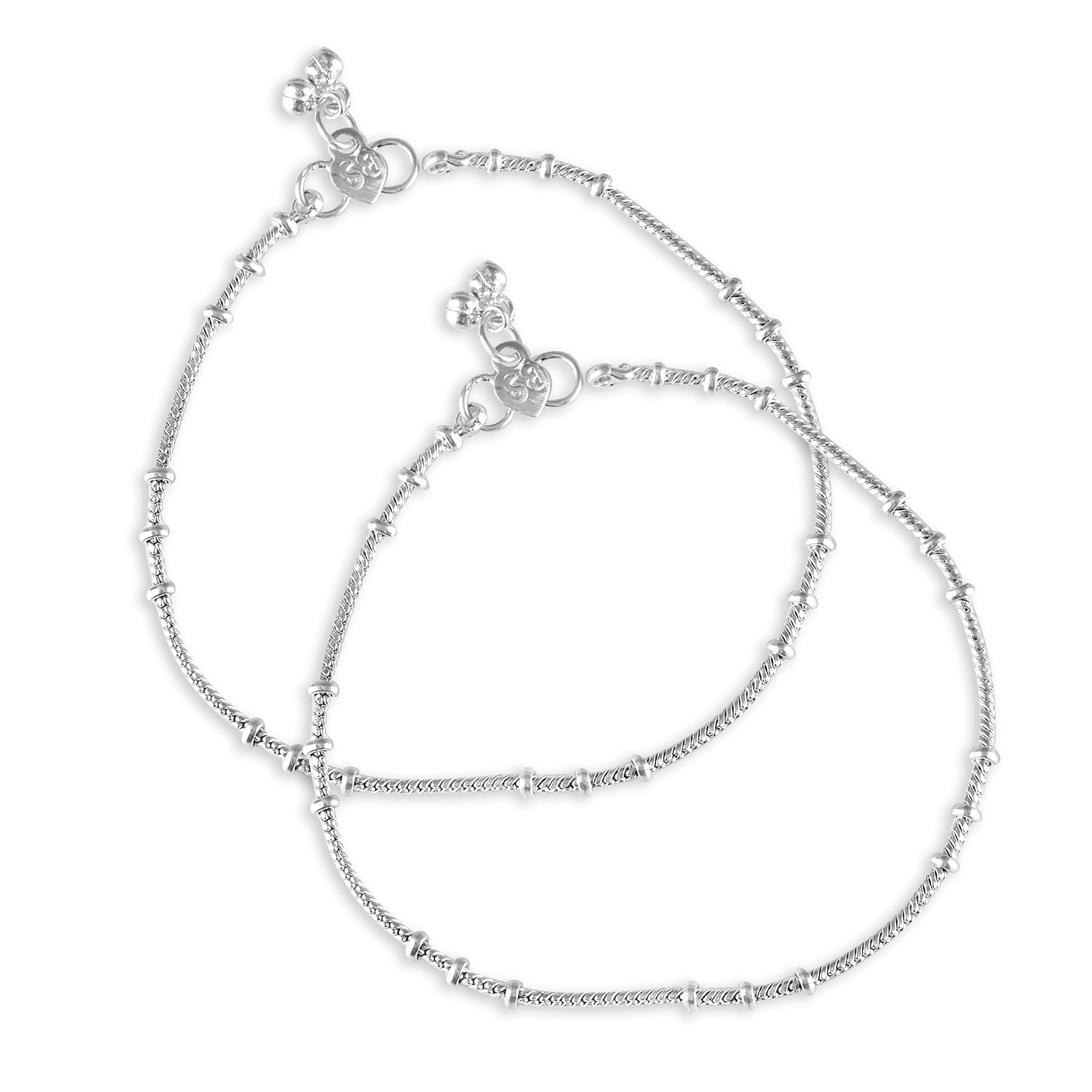 Vivastri Traditional Silver White Metal Payal Anklets Pair for Women & Girls [VIVA1007PYL]-image-40