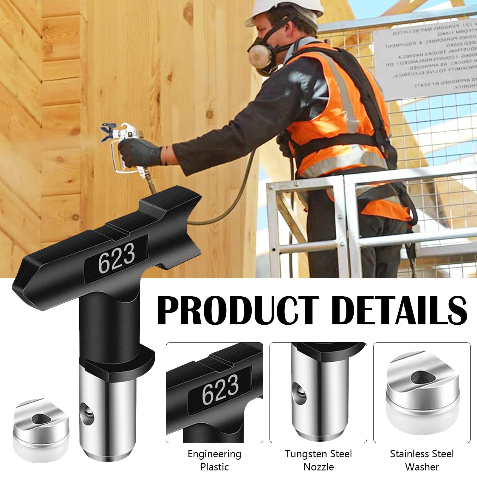 Boquilla Airless, 10 Piezas Puntas de pulverización Reversibles,Pistolas de Pulverización sin Aire,Boquilla Pistola Pintura para pulverizador Pintura (Tipo 109,213,311,315,411,415,517,523,621,623)