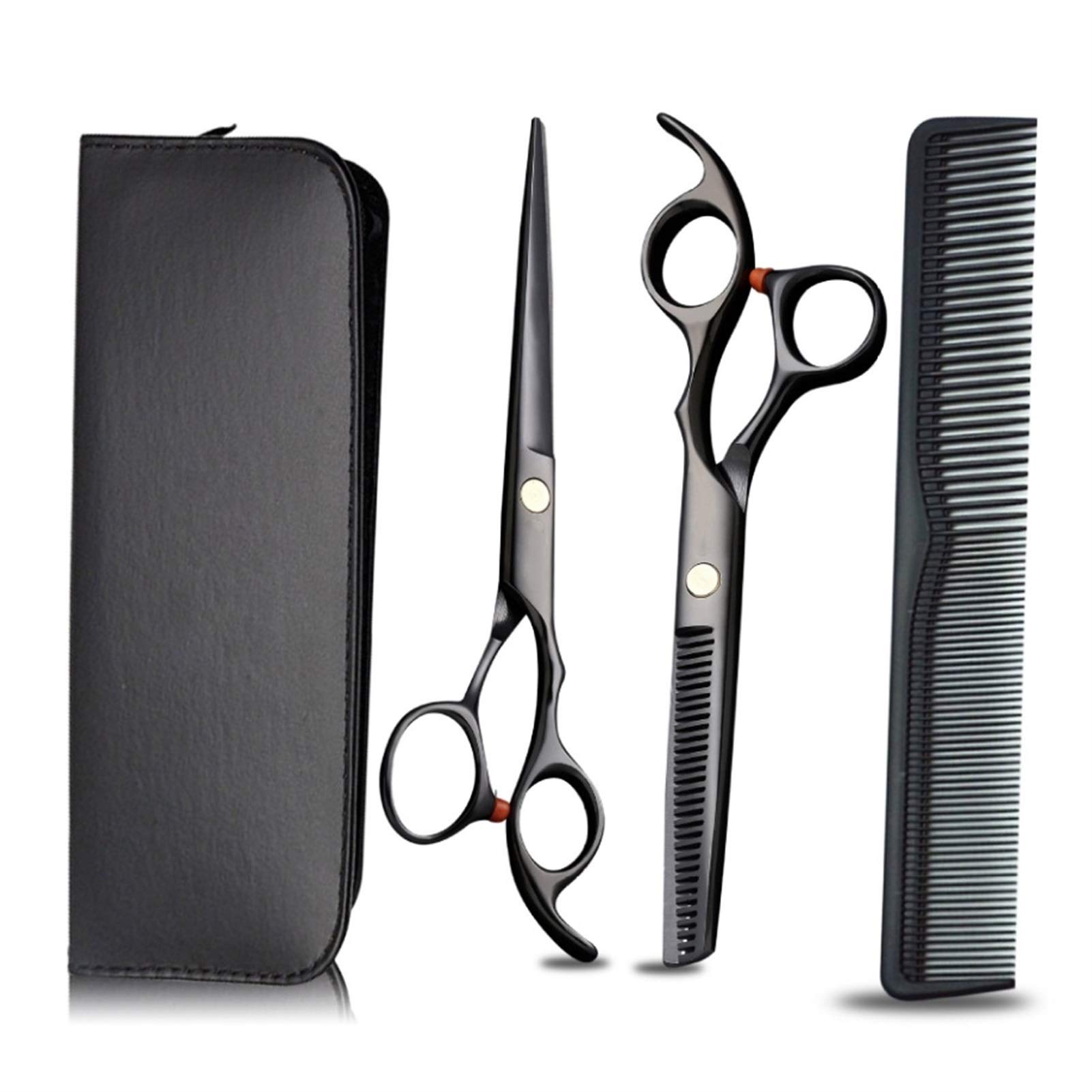 Ciseaux de coiffure professionnels noir 6 pouces en acier inoxydable