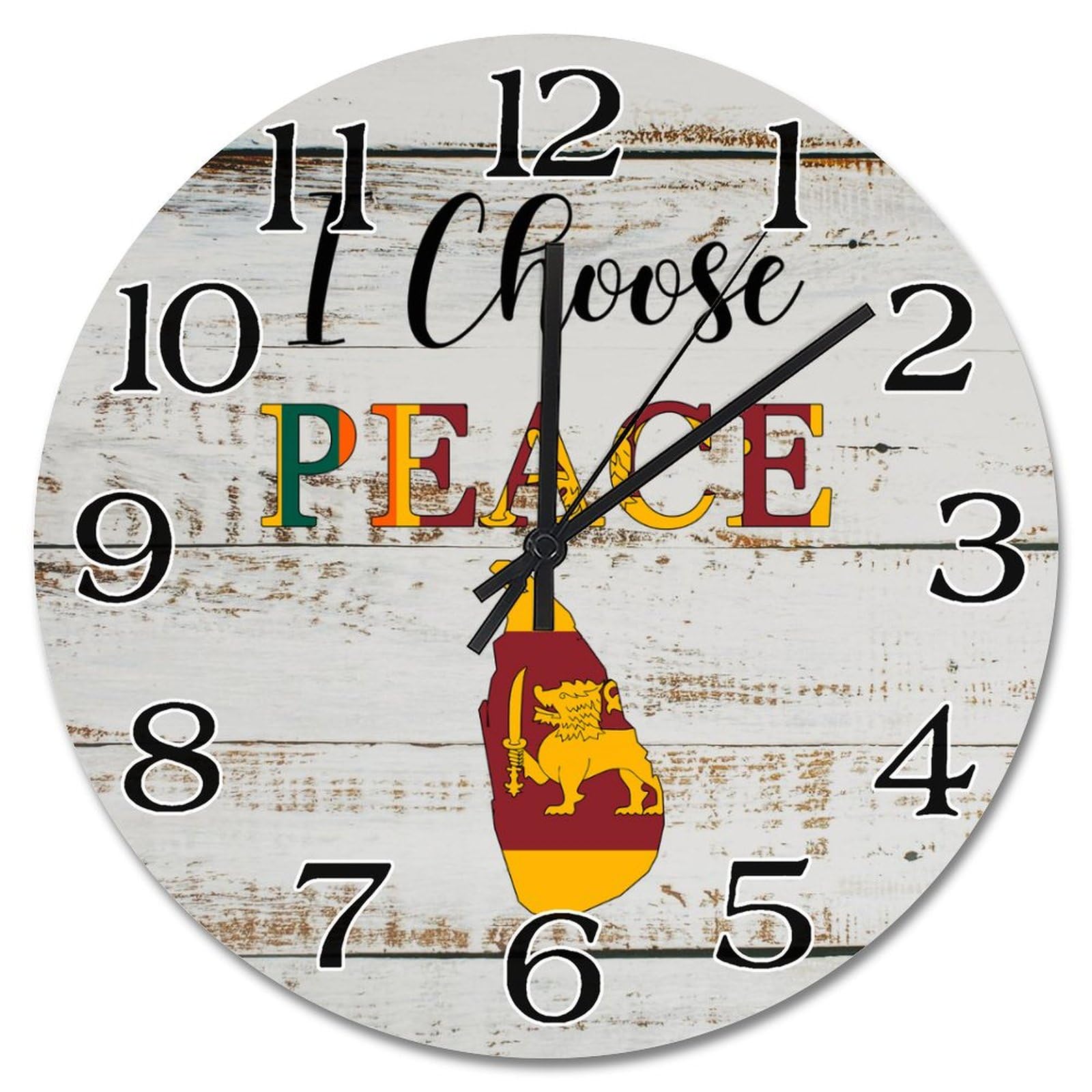 Horloge murale en bois Sri Lanka sans tic-tac pour bien dormir