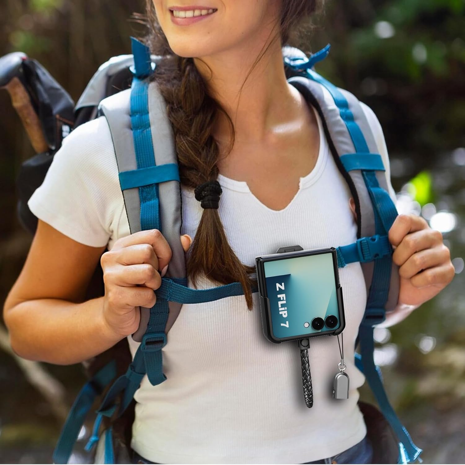 for Samsung Galaxy Z Flip 7 Case with 4400mah Battery Belt Clip Holster Charging Phone Case for Galaxy Z Flip 7 (for Samsung Z Flip 7) Black