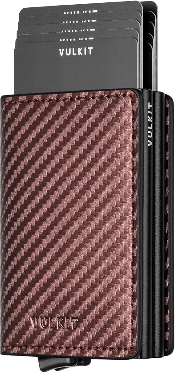 VULKIT Porte Cartes Pop Up En Cuir - Blocage RFID, Capacité De 11