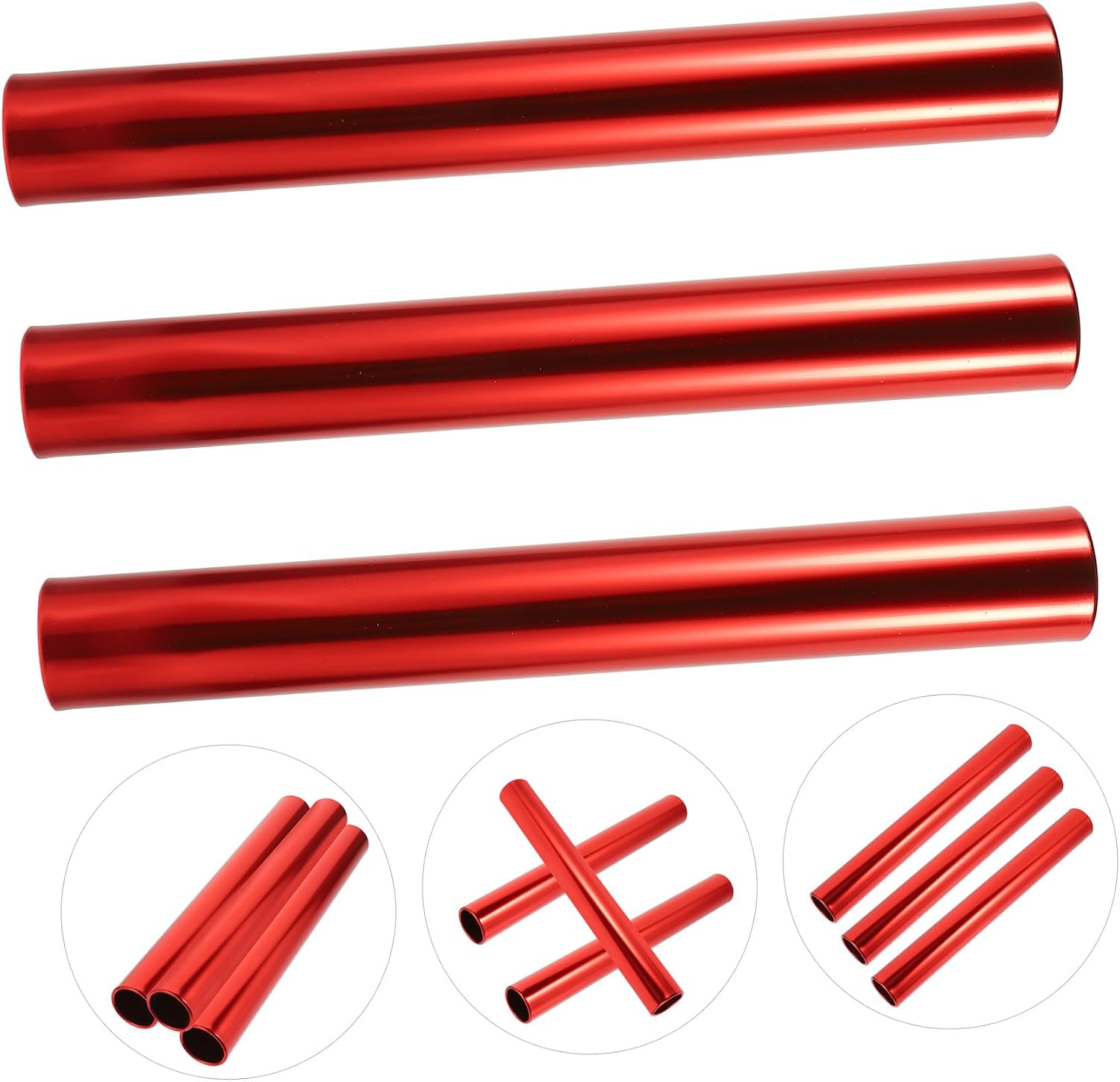 3pcs Relay Sticks Lightweight Reusable Relay for School Track Events - Design for Safe Passing for Boys and Girls Adults Sports Races