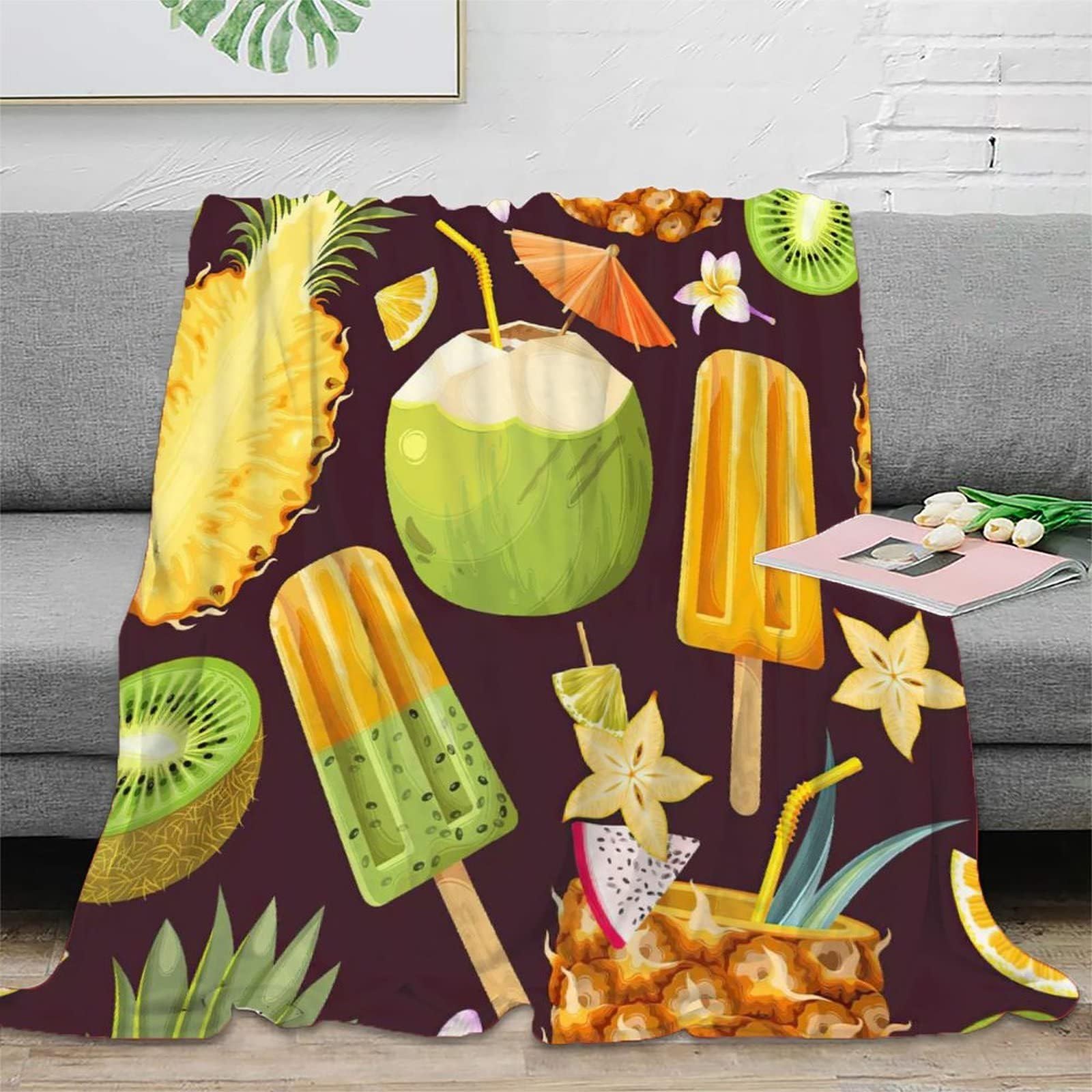 Manta Sofa PiñA MarróN Mantas para Cama Sofa de Franela Manta Polar de Microfibre Suave Transpirable Cálida como Manta de Salón - 220x240 cm