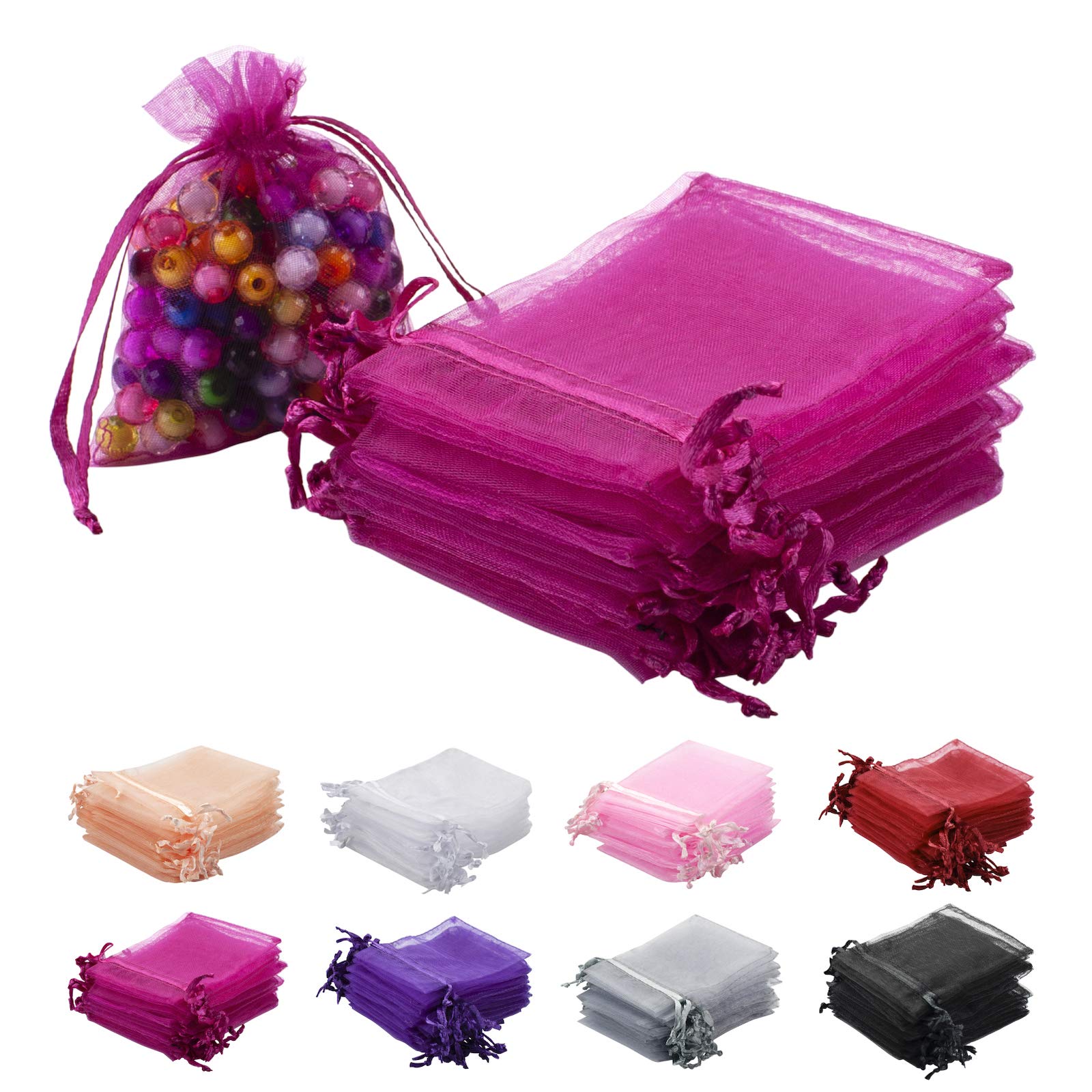 100 Pièces Organza Sachets, 10X15CM Sachets Pochettes Cadeau