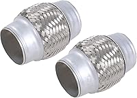 Vista 21 de 2 piezas de tubo flexible de escape de acero inoxidable doble trenzado 1.75" x 4" con extremos de 4" de largo