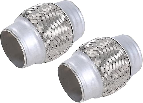 Tubo flexible de escape de acero inoxidable, doble trenza larga y resistente, 2 x 4 pulgadas con extremos de 4 pulgadas de largo