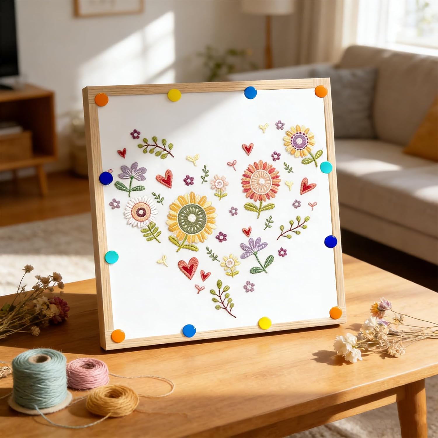 12pcs Wooden Stretcher Bars for Needlework, 3 Sizes Adjustable Needlepoint Embroidery Frame Set with 100 Tacks, Solid Wood Canvas Splicing Bars for Cross Stitch & DIY Crafts, Ideal Gift for Crafters