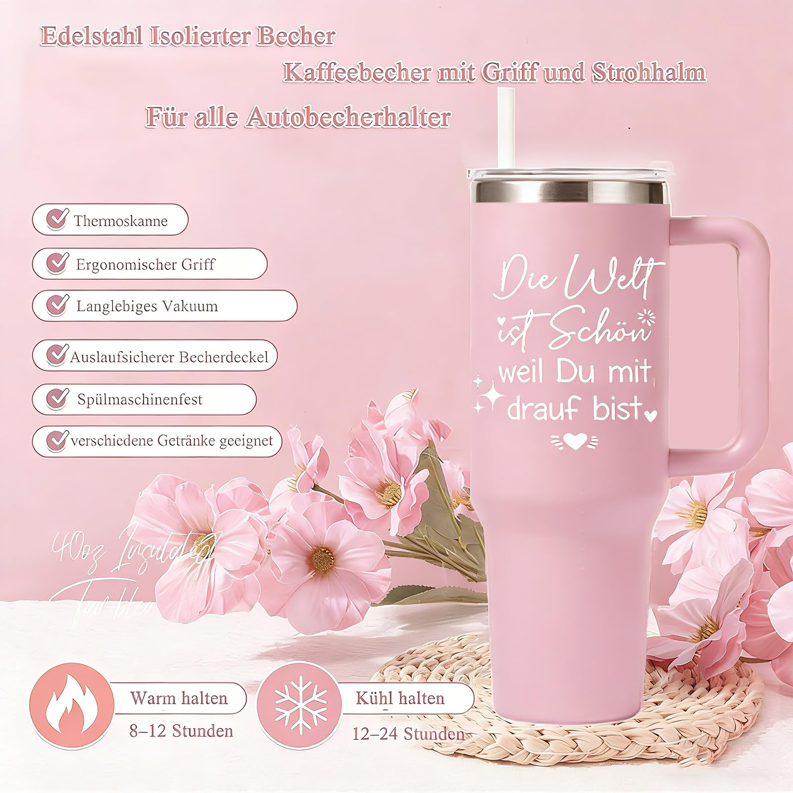 Geschenke für Frauen Geburtstagsgeschenkset Wellness 40 OZ Edelstahl Weinbecher Decke 13tlg Badegeschenkbox