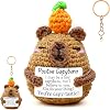 Positive Small Capybara Gifts for Women Handmade Emotional Support Crochet Cute Capybara Stuff with Keychain Christmas Stocking Fillers,Thank You,Birthday Gifts for Women,Best Friend,Girls Room Decor