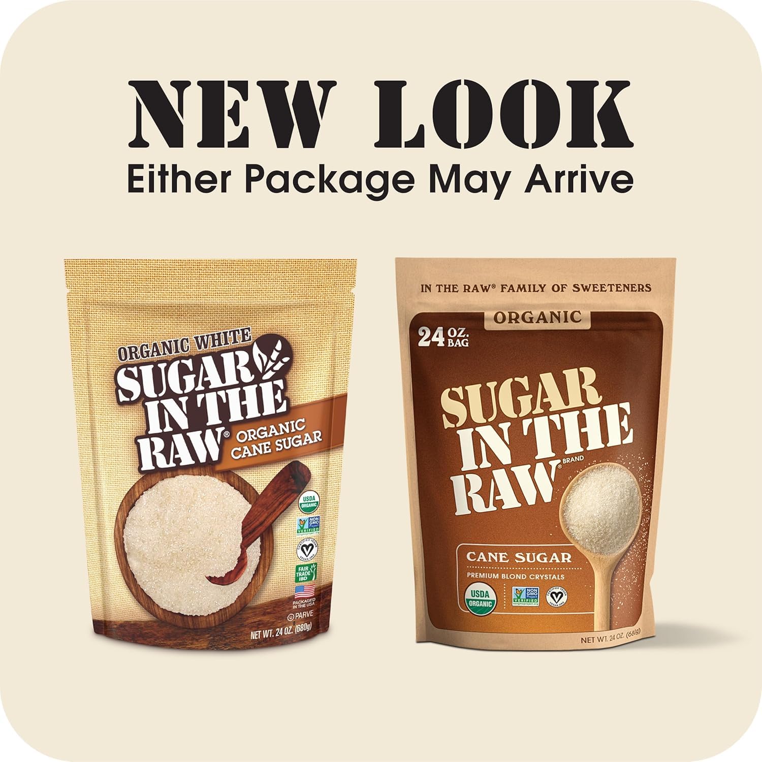 Sugar In The Raw Organic Granulated White Premium Cane Sugar, No Erythritol, Pure Natural Sweetener, Hot & Cold Drinks, Coffee, Baking, Vegan, Gluten-Free, Non-GMO, Bulk Sugar, 24 oz Bag (8-Pack)