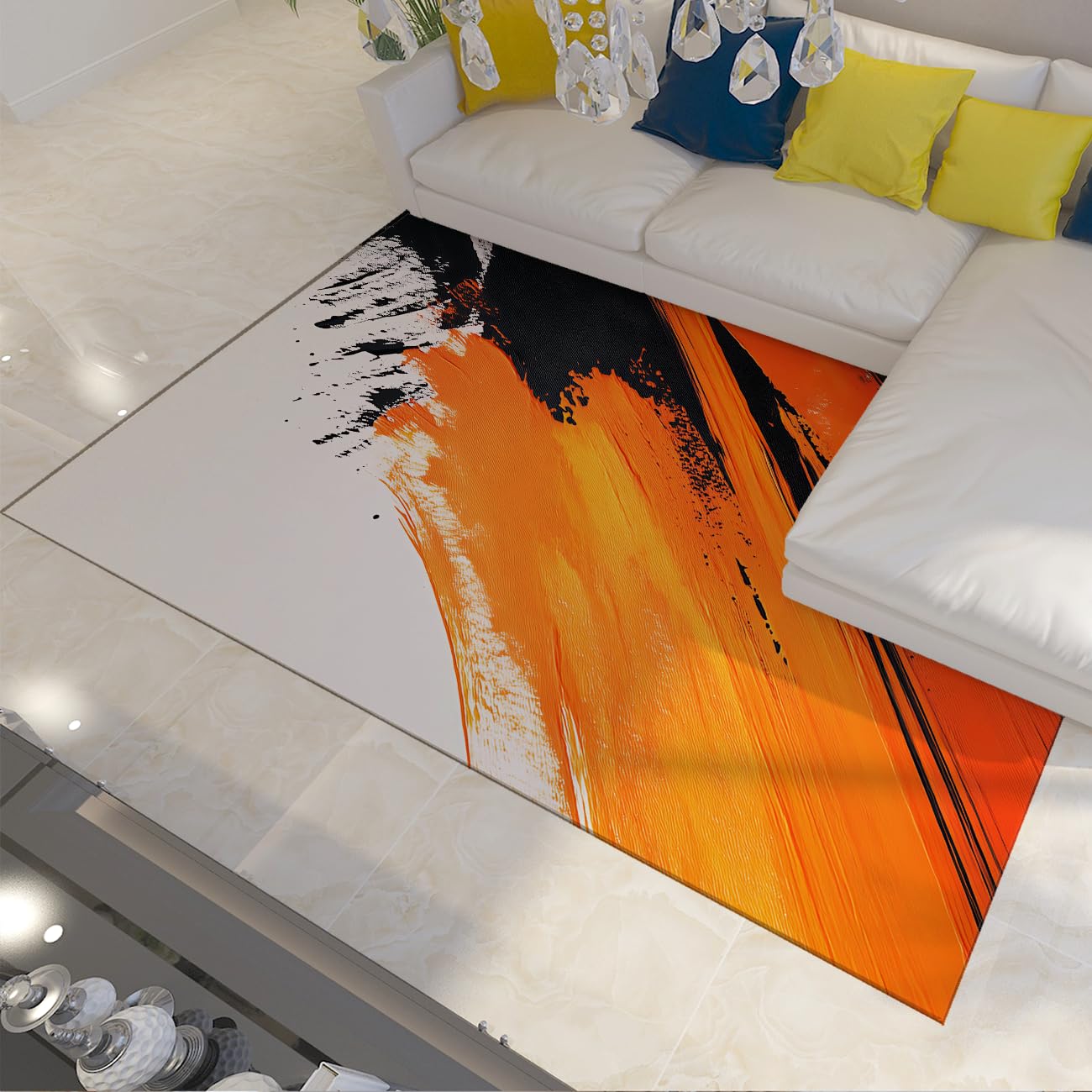 Tapis lavable et antidérapant pour salon moderne 120x150 cm