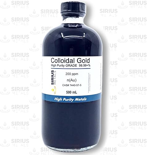 Miniatura 2 de Oro coloidal verdadero (200 ppm) - 99.99+% de pureza - 16.9 fl oz (16.9 fl oz) en una botella de vidrio transparente