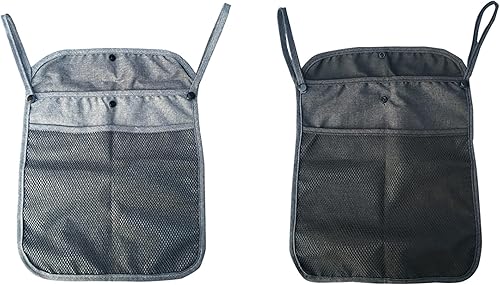 Miniatura 5 de Paquete de 2 organizadores para cochecito de bebé con dos compartimentos, bolsillo frontal de malla para almacenamiento de pañales de biberón, se