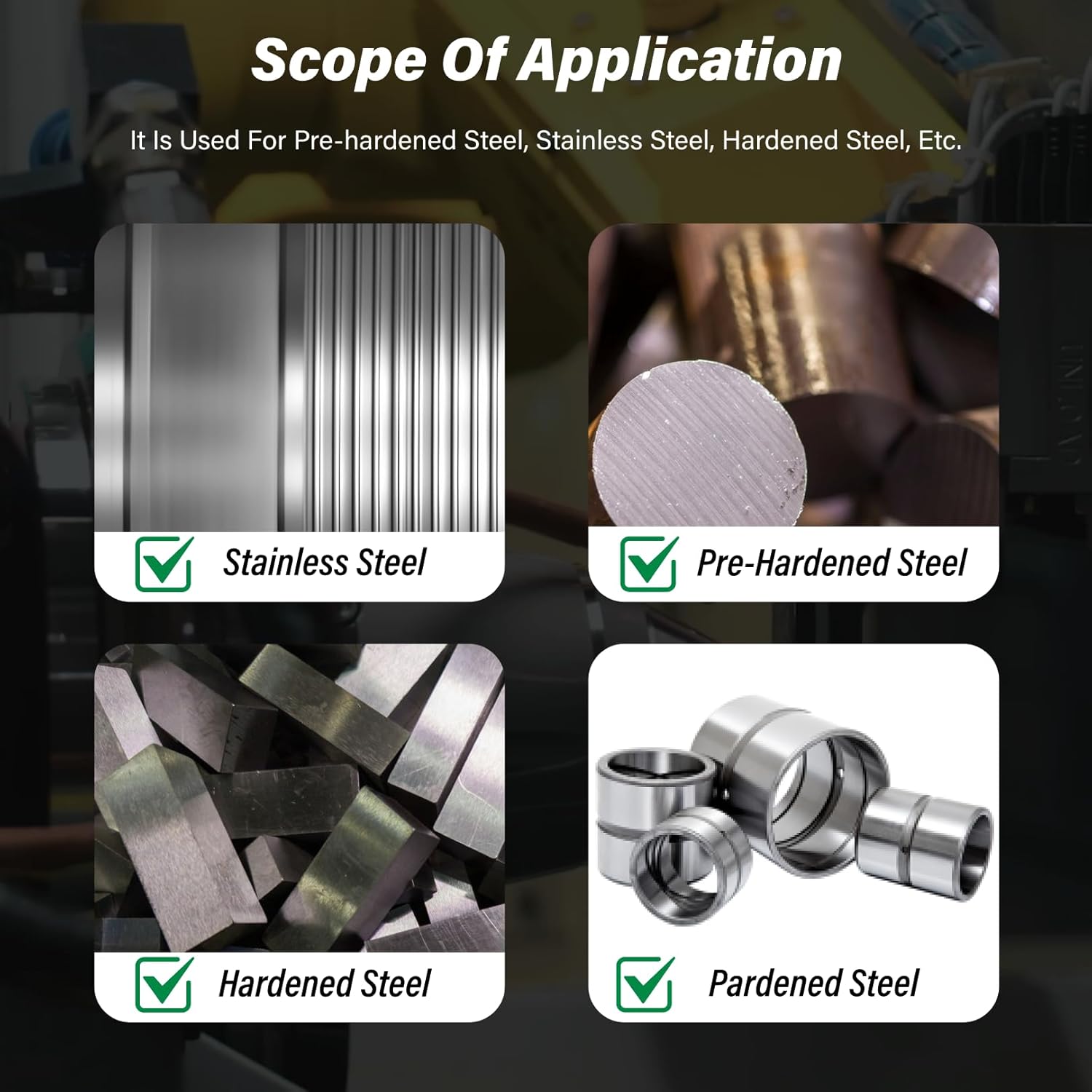 10mm Nano-Coated Tungsten Carbide End Mill, 4-Flute Micro-Grain Endmills CNC Milling Cutter Bits for Stainless Steel - HRC65，Metric Size