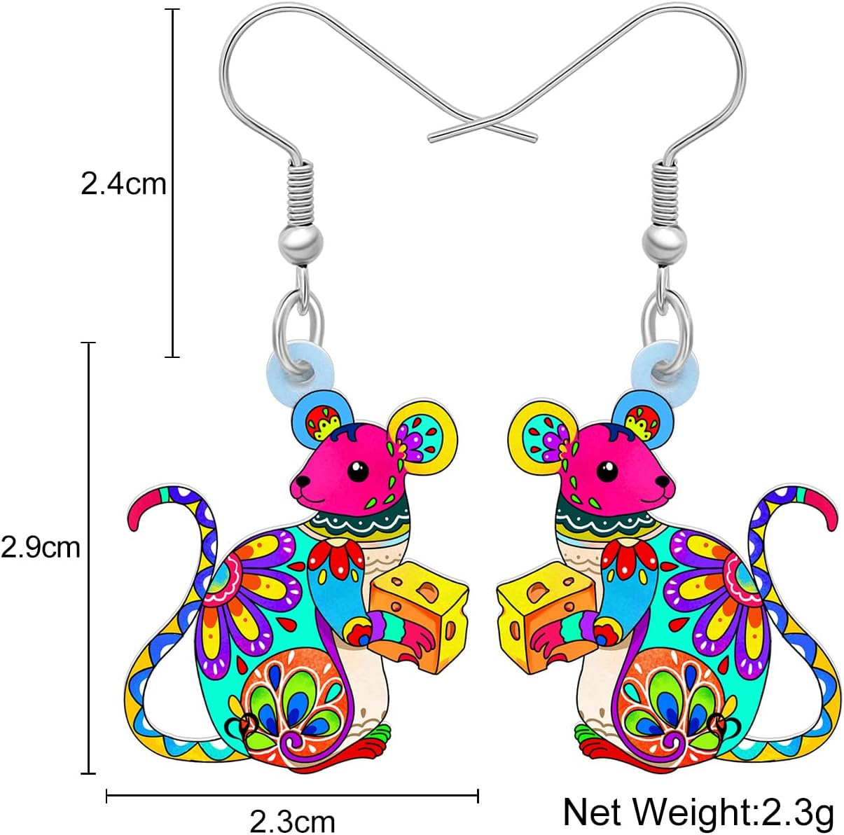 Acrylic Cute Mouse Earrings Dangle Drop Charms Anime Rat Gifts for Women Rats Lovers Jewelry image 5