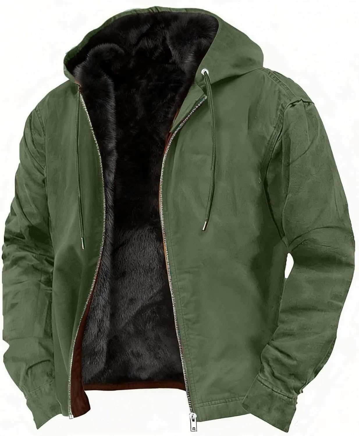 Mens Winter Hoodie Jackets Thicken Sherpa Fleece Lined Tactical Jacket Coats Western Vintage Zip Up Warm Outerwear