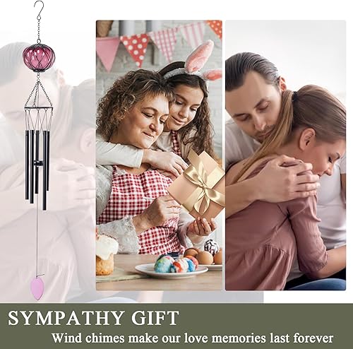 Miniatura 5 de Taman Campanilla de viento para exteriores Campanillas de viento de vidrio de 35.5 pulgadas para exterior, tono profundo, regalo conmemorativo