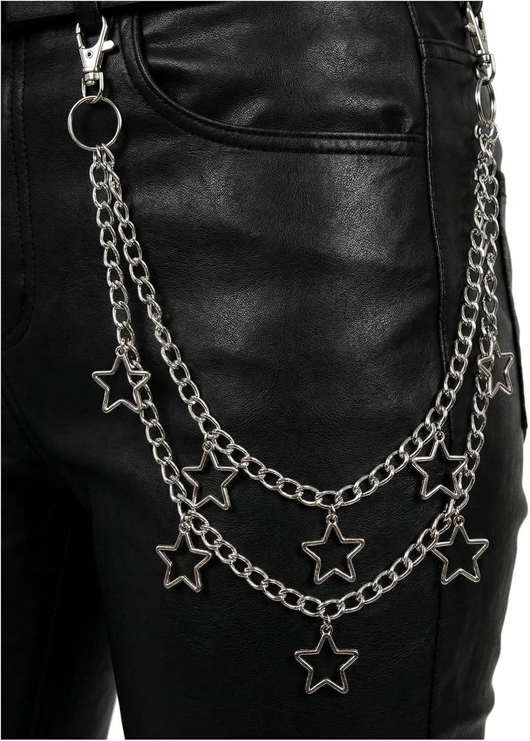 Wallet Chain, Dual Lobster Clasps, Sturdy Alloy, Hip-Hop Jeans Chain Belt For Pocket, Dresses, Belts, Purses, Waist Pants Chain. Fits Women Men