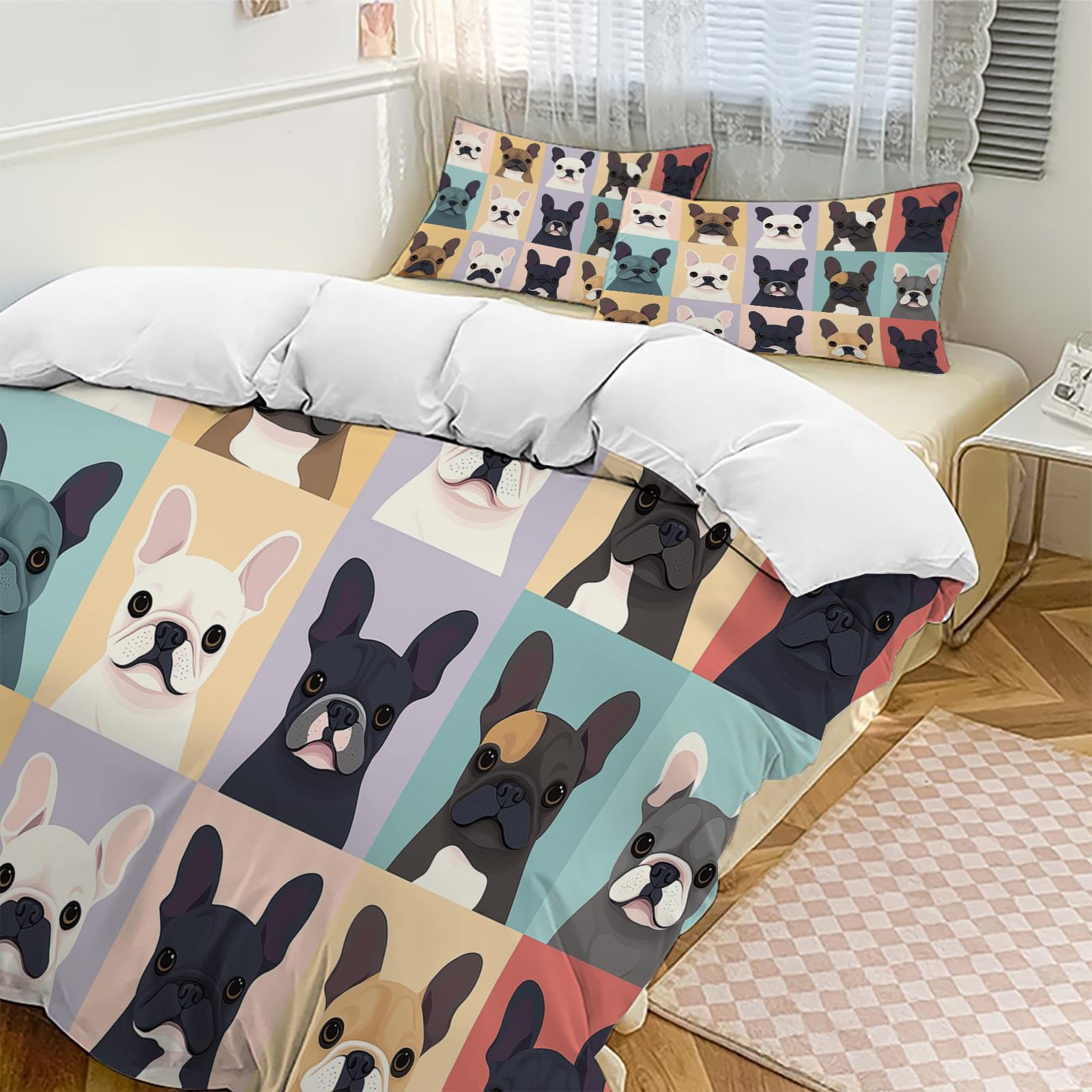 Parure de lit bouledogue français douce et légère pour des nuits fraîches en été