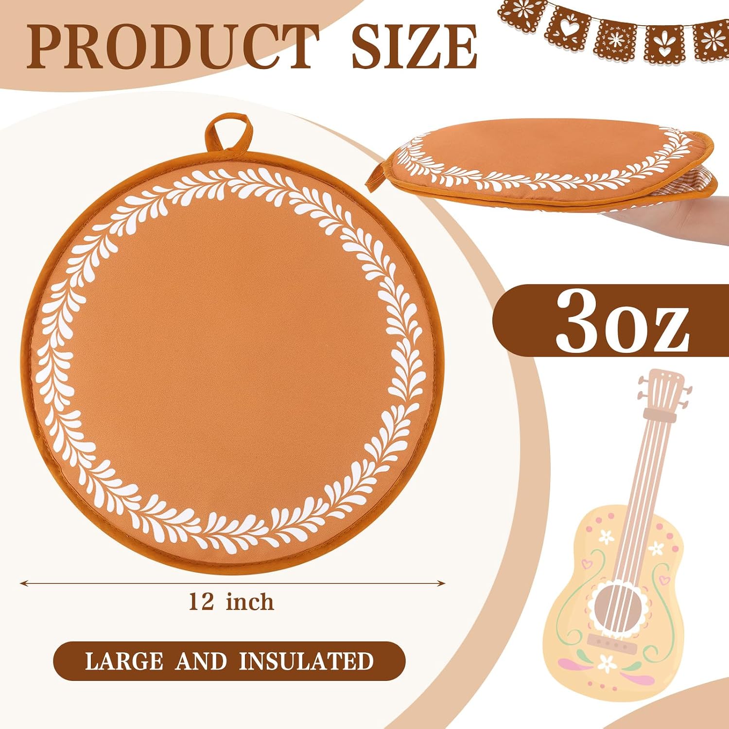 Booson 2 Pcs 12 Inch Large Mexican Tortilla Warmer Pouch Fabric Bag De Barro Talavera Pottery Pattern Insulated Cloth Pouch for Tortillas Tacos Naan Bread and Pizza Rolls
