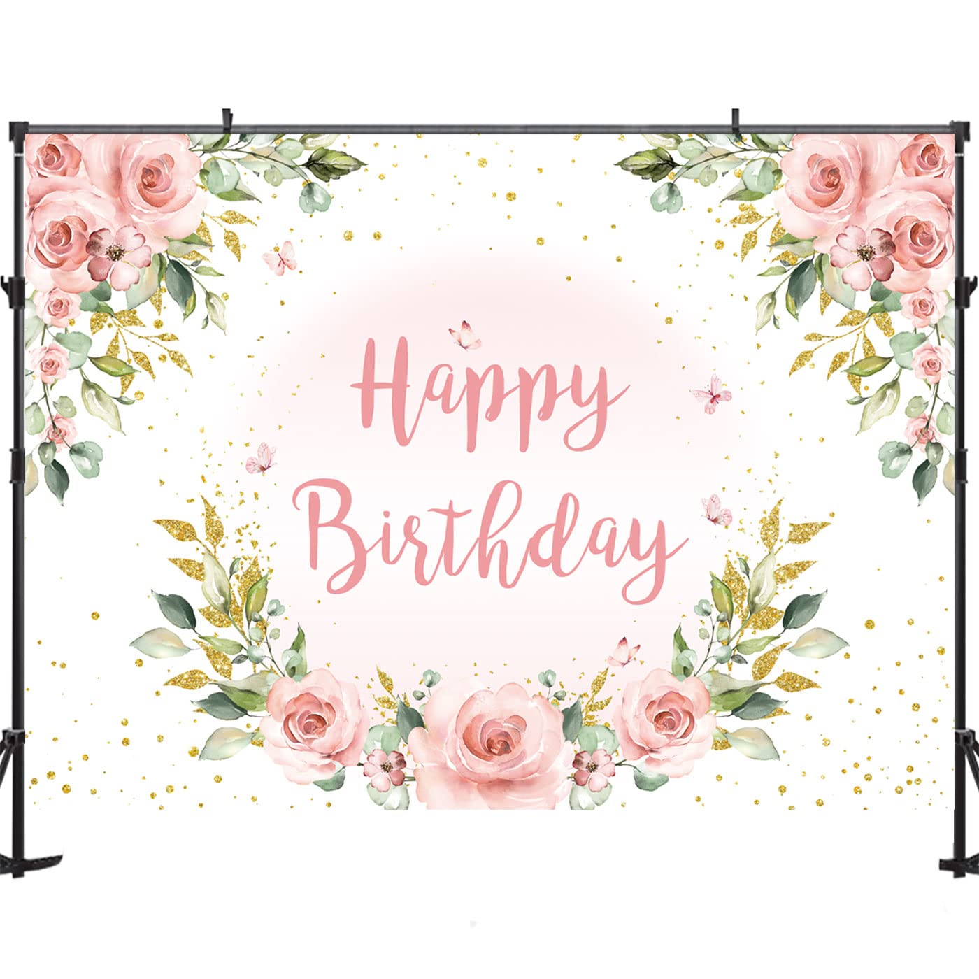 Geburtstagsdeko Mädchen Rosa Blumen Aquarell Hintergrund Für Babyparty -  3,4x2,4m Fotohintergrund Mädchen Geburtstagsdeko Hintergrund, image size:1400x1400