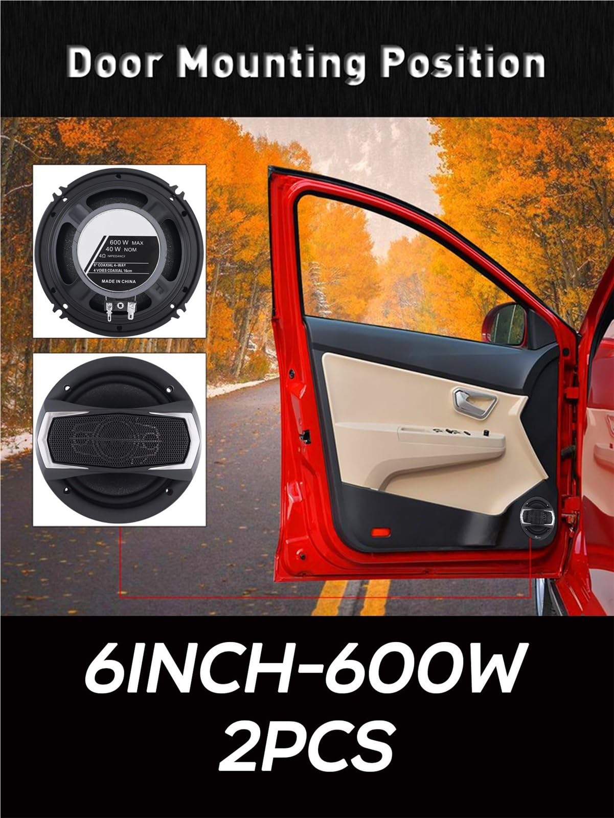 2 szt. 6 cali (2 x 600 W) 1200 W 4-drożny samochodowy system Hi-Fi współosiowy dźwięk w drzwiach pełny zakres uniwersalne głośniki stereo samochodowe Car Audios Głośnik Samochodowy