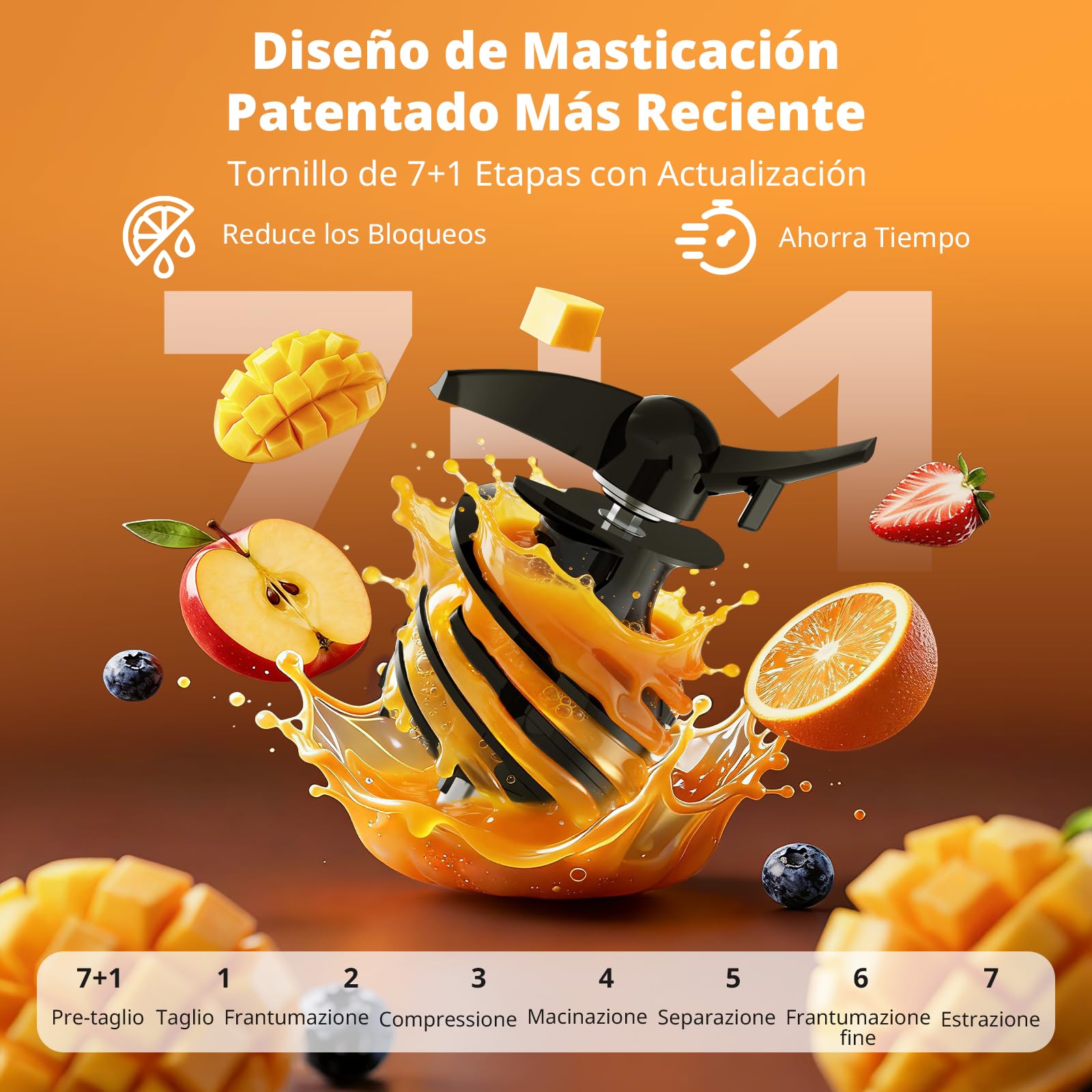 AIRMSEN Extractor de Zumos y Verduras 147MM Apertura Extractor, Capacidad de 2,1 L, Extractor de Jugo Prensado en Frío, Motor de 300 W, Licuadora Silenciosa y Eficiente, Fácil de Limpiar Negro