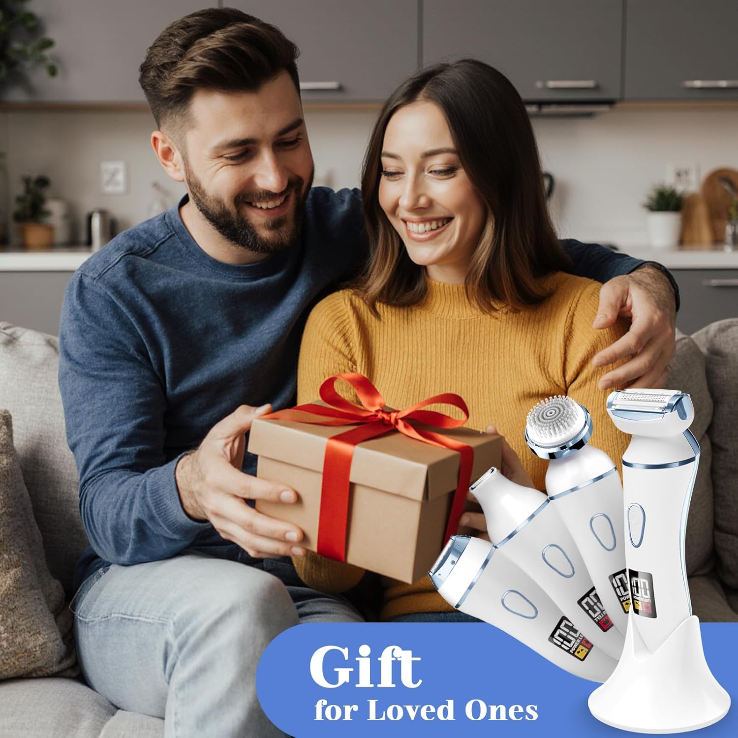 4 in 1 Electric Shaver for Women with Facial Brush, Electric Razor for Legs Underarm Pubic Hair, Bikini Trimmer IPX7 Portable Body Hair Removal, Wet & Dry Use, Rechargeable Grooming Kit, Light Blue - Image 6