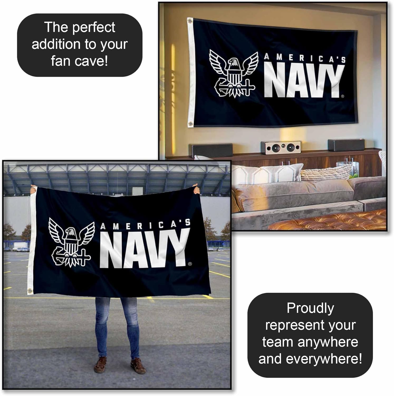 US Navy Midshipmen America's Navy 3x5 Grommet Flag - Image 5