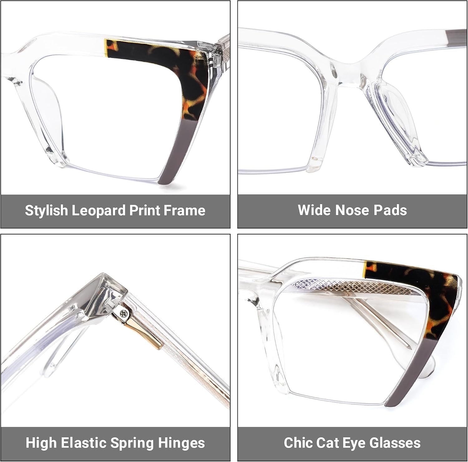 Zeelool TR90 Cat-eye Glasses Semi Rim Frame with Non-prescription Clear Lens for Women Oversized Glasses