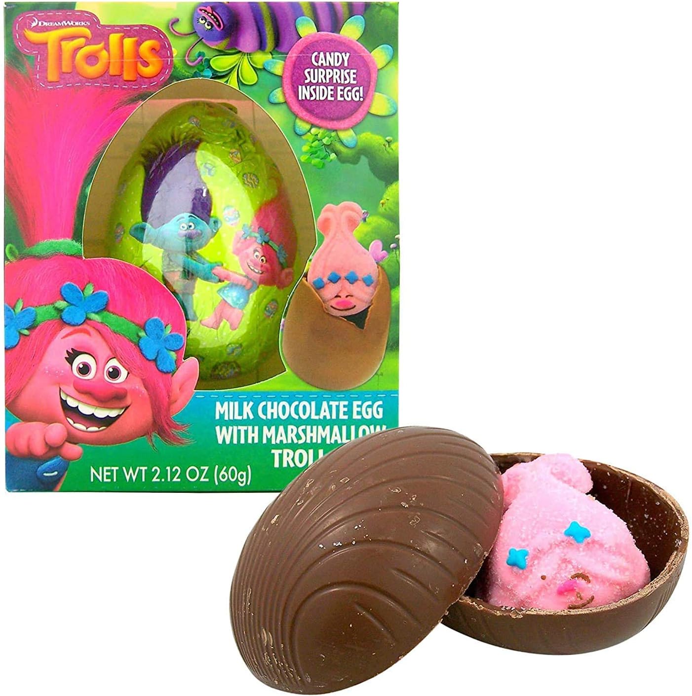 Dreamworks Trolls Mik Chocolate Easter Egg with Marhmallow Troll, 2.12 oz