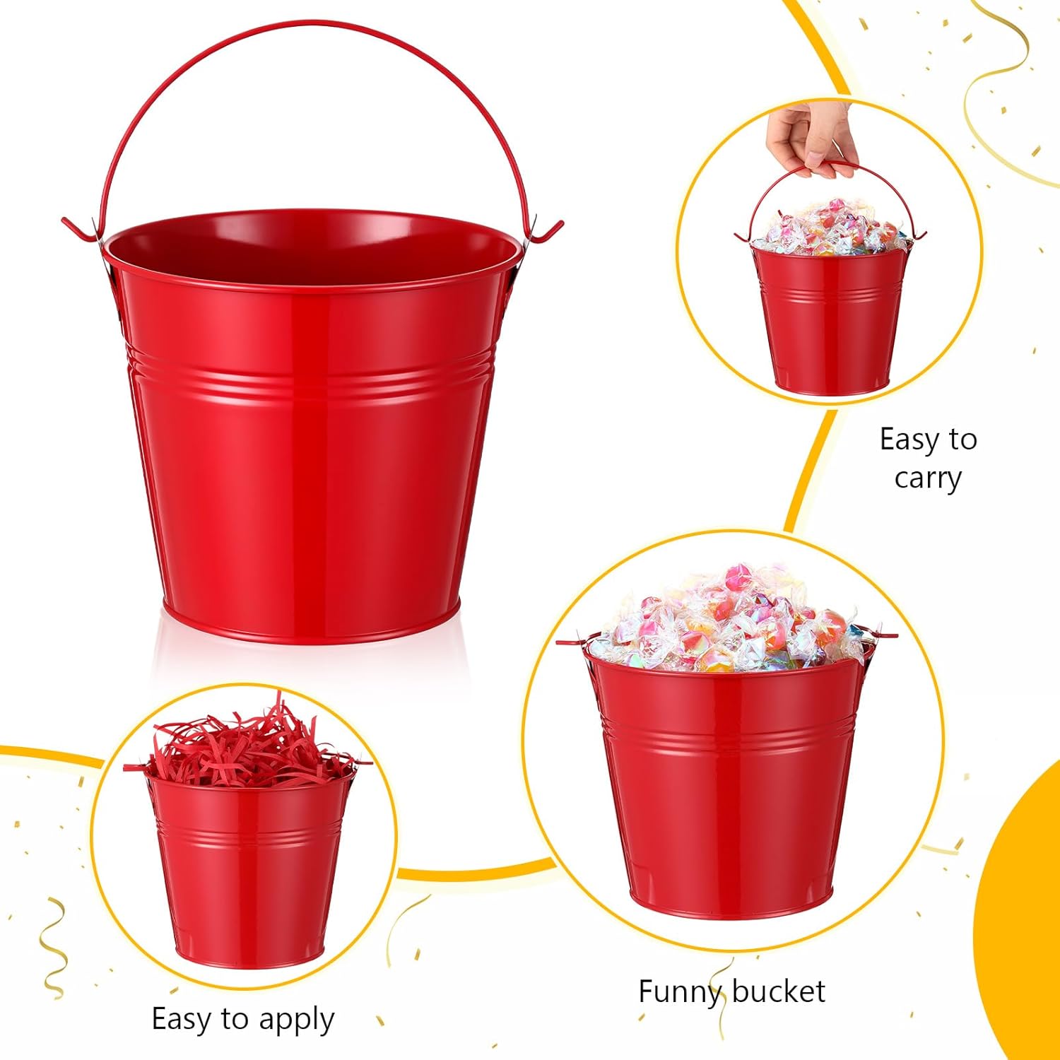 6 Sets Hero themed Party Table Decorations 6 Mini Metal Buckets with Handles and 6 Raffia Grass Small Metal Buckets Fixed Hero Theme Centerpieces Supplies for Classroom Birthday Party