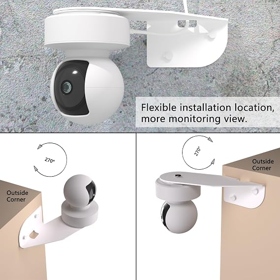 Zwolf 2 Pack Wall Mount Compatible with Kasa Indoor Pan/Tilt Camera EC70 Outside Corner Bracket Coverage for Monitoring Both Sides of Your House Reducing Blind Spots