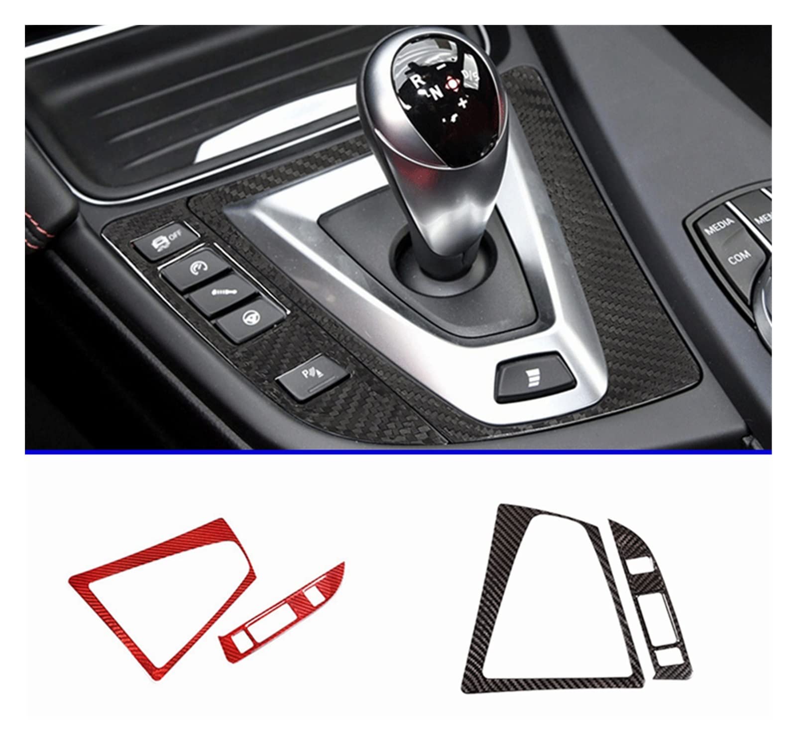 YINGO Prawdziwe włókno węglowe kompatybilne z M3 F80 F83 2014-2018 Lewe Drive Car Car Accessories Car Gear Shift Panel Tapet(Carbon Fiber Style)