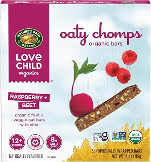 Love Child Organics Oaty Chomps Raspberry + Beet Snack Bars, 4 oz (Pack of 8), Gluten Free, Non-GMO, by Nature's Path