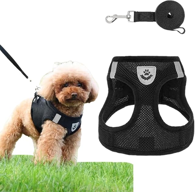 Step-in Dog Harness Adjustable Reflective Soft Dog Harness Breathable Vest Seat Belt for Small Dogs (XS)