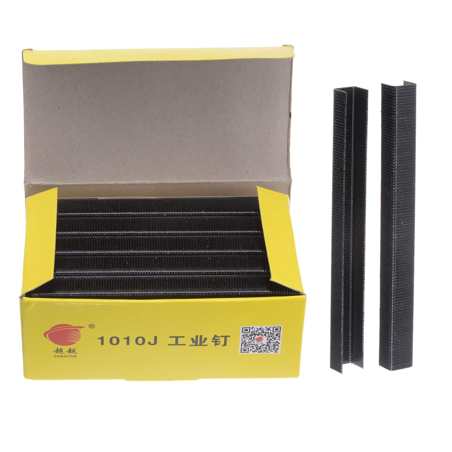 HARFINGTON 5000pcs 1010J 20Ga 3/7-inch Crown 2/5-inch Staples U-Shaped Galvanized Straight Brad Nails with Storage Box for Woodworking DIY Decoration, Black