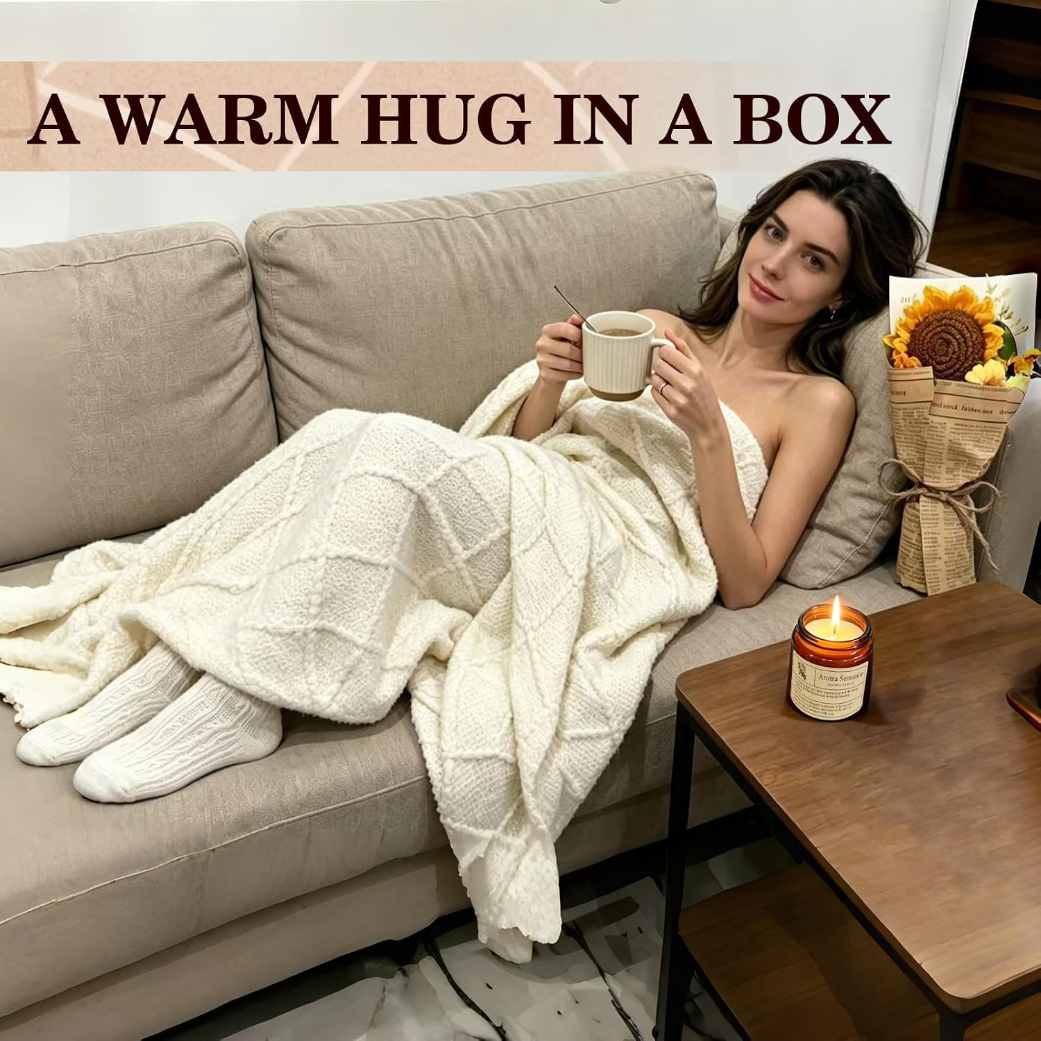 Birthday Gifts for Women,Self Care Get Well Soon Gifts with Cozy Blanket ,Care Package Gifts Basket for Women Her Mom Wife Girlfriend Best Friends Sister , 20th-60th Birthday Ideas