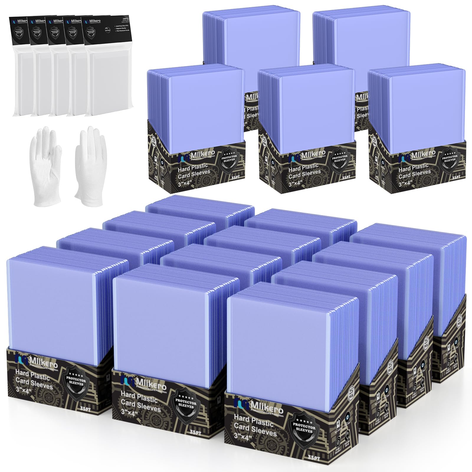 Photo 1 of 1000 Card Sleeves Hard Plastic, 3"X4" Baseball Card Protector, Premium Trading Card Holder for Sports and Game Cards (500 Hard Sleeves + 500 Soft Sleeves)