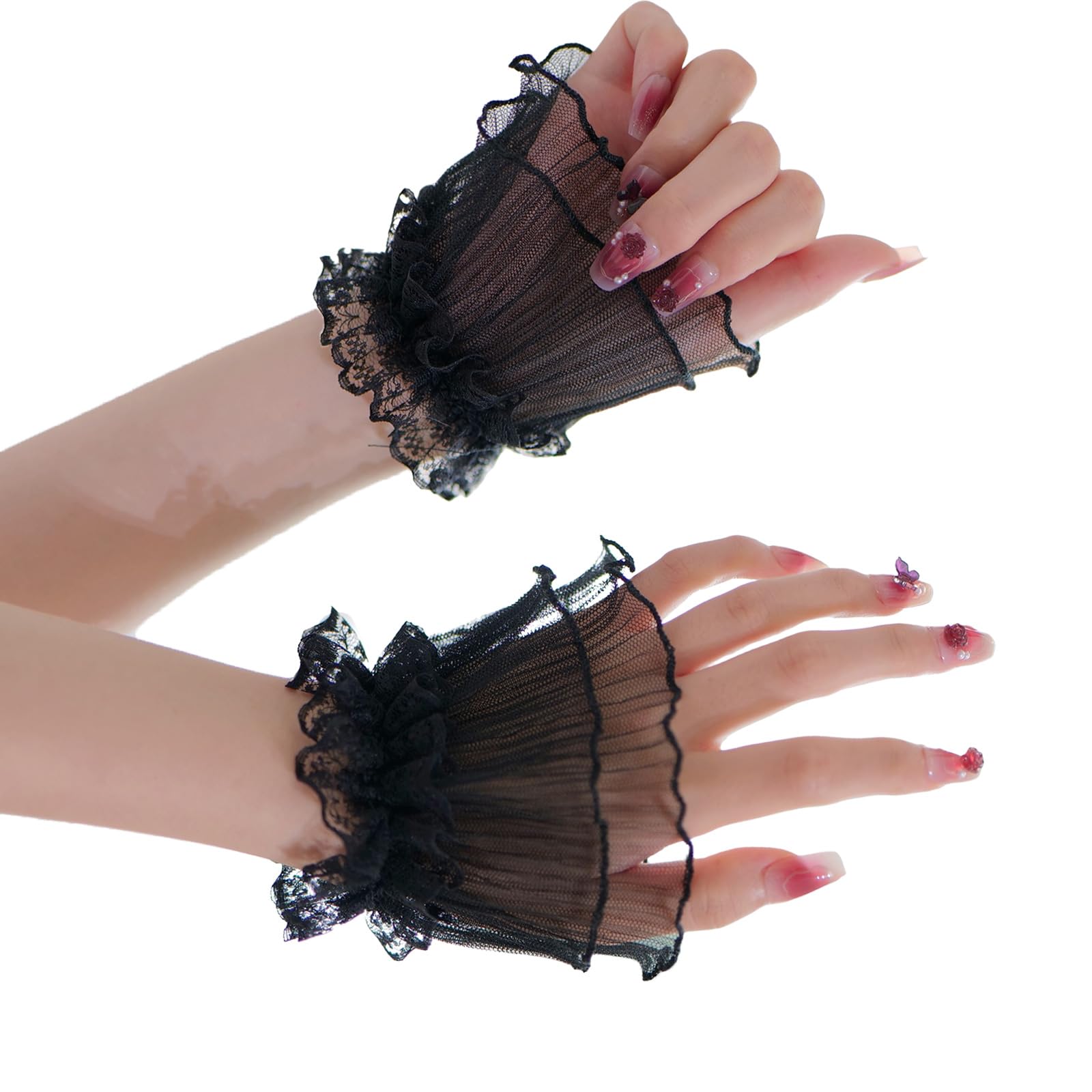 CAZSTYK Wrist Cuffs for Nails Photography Breathable Sheer Fabric Elastic Cuffs Fashion Accessories Breathable Mesh Bridal Accessories