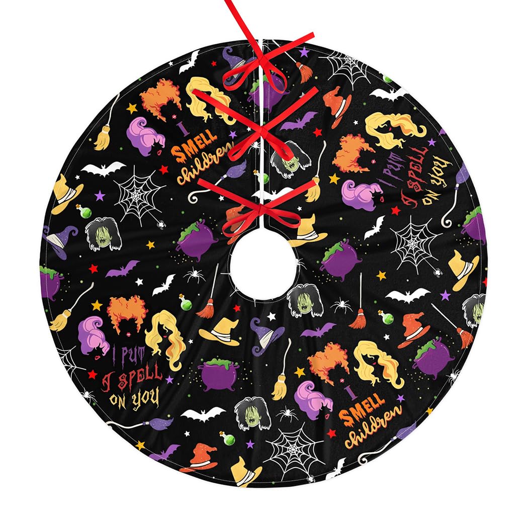 Halloween Tree Skirt Ghost Pumpkin Skull Tree Mat for Halloween Christmas Xmas Festive Party Yard Decoration Ornaments 36 Inches