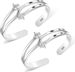 TRUESILVER ACPL 925 Sterling Silver BIS Hallmarked White CZ Toe Ring For Women