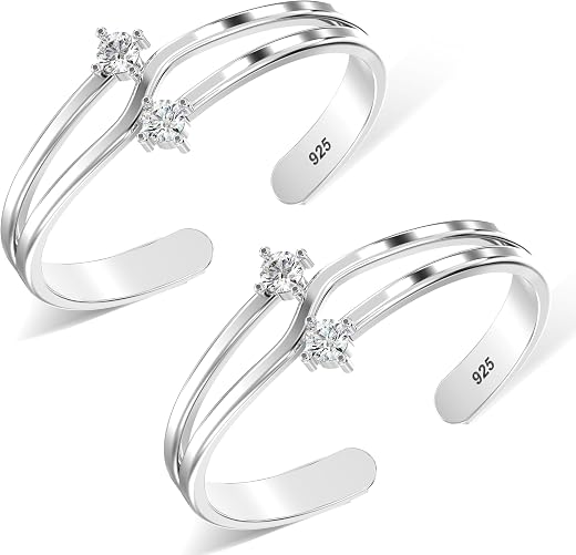 TRUESILVER ACPL Mothers Day Gift for Mom 925 Sterling Silver BIS Hallmarked White CZ Toe Ring For Women