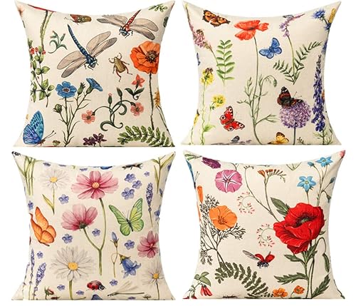 All Smiles Outdoor Patio Throw Pillow Covers 18x18 Set of