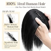 Vista 2 de Rich Choices Postizo de Cabello Humano 100% Real con Flequillo - Postizo de Cabello Remy Real para Mujeres con Adelgazamiento en la Parte Superior