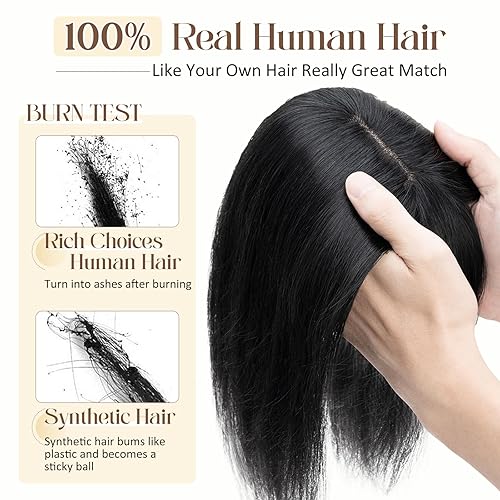 Miniatura 2 de Rich Choices Postizo de Cabello Humano 100% Real con Flequillo - Postizo de Cabello Remy Real para Mujeres con Adelgazamiento en la Parte Superior,