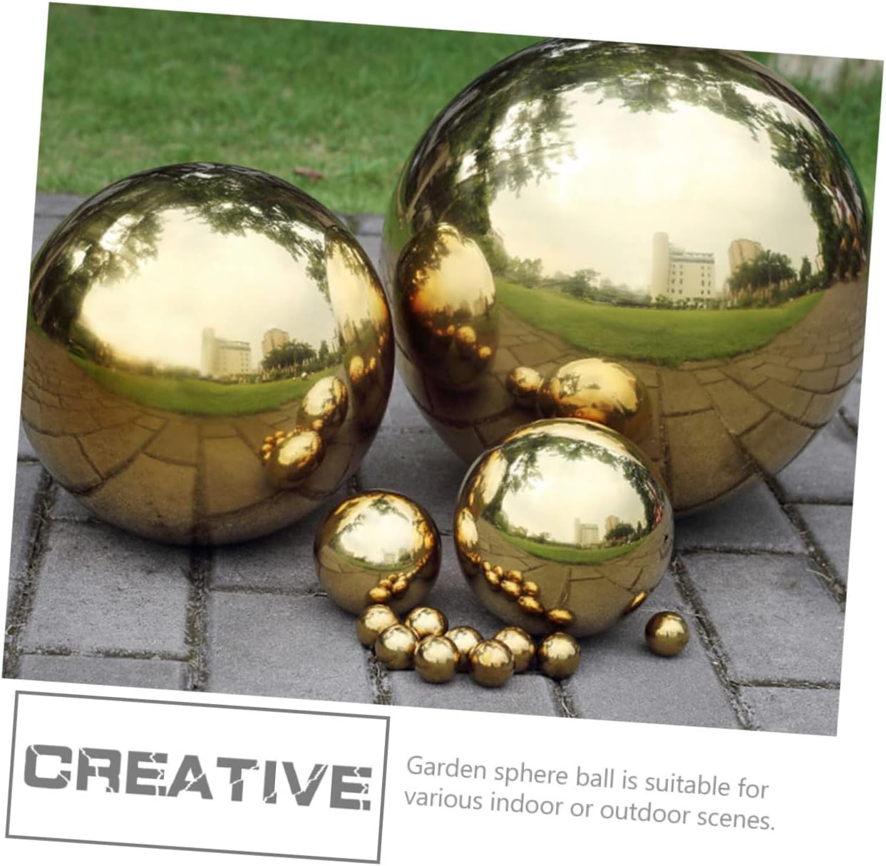 Garden Reflector Polished Hollow Garden Gazing Balls Outdoor Metal Mirror Balls Lawn Decor Ktv Disco Gold Decorations Garden Mirror Globe Grave Hat Prom Stainless Steel